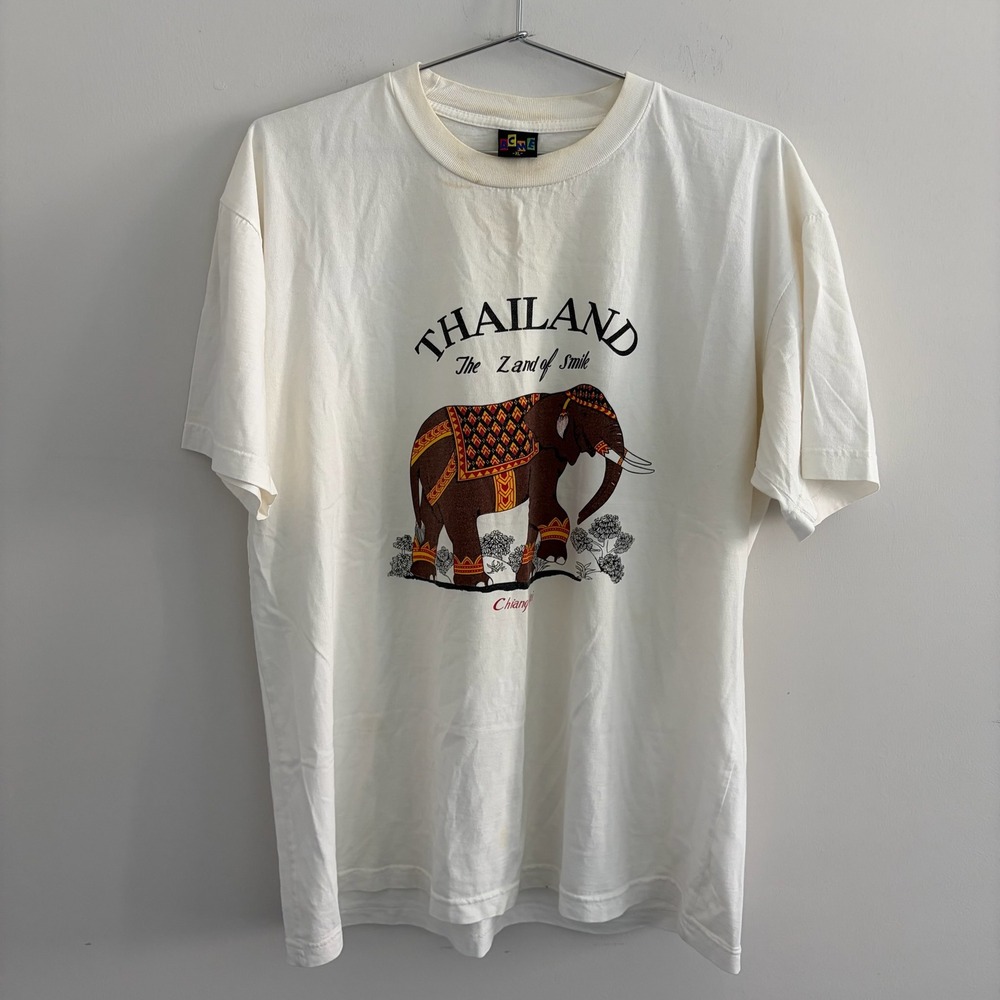 Vintage ACME Thailand Elephant T Shirt White XL Graphic Tee The Land of Smile
